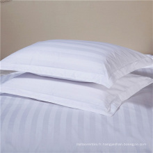 Housse de taie d&#39;oreiller en rayures damas blanc brillant Poly Cotton Hotel